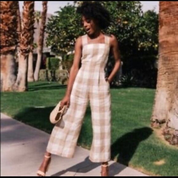 NEW GAL MEETS GLAM BAILEY GHINGHAM JUMPSUIT SIZE 6 - Picture 2 of 10